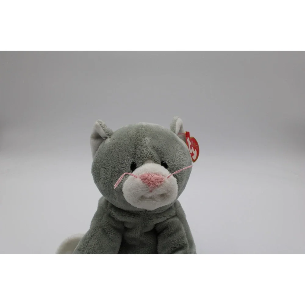 Ty Pluffies Pursley Cat Grey White Soft Plush Stuffed Animal 2009